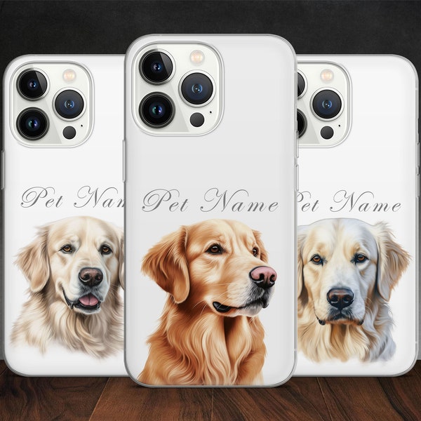 Personalized Golden Retriever Phone Case for iPhone 15 14 13 Pro Max 12 11 X XS 8, fits Samsung S20 FE, S22 Ultra, A12, A54, Pixel 7, Huawei