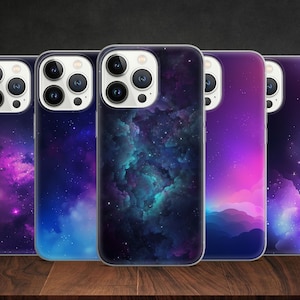 Surreal Space Galaxy Milky way Celestials Neon phone case for iPhone 14 13 Pro Max 12 11 X XS 8 7 6, fits Samsung S20 FE, S21 Ultra, Huawei