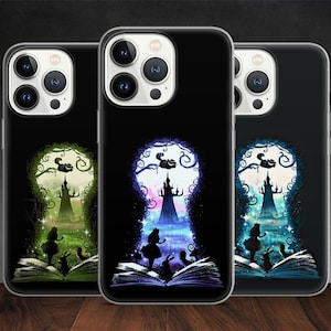 Alice in Wonderland Inspired Art Rabbit Cat Phone case for iPhone 14 13 Pro Max 12 11 X XS 8 7, fits Samsung S20 FE, S21 Ultra, A12, Huawei