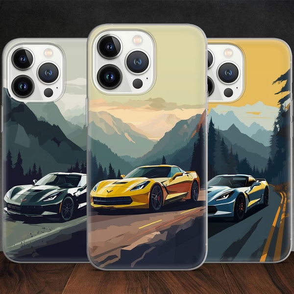 Corvette C7 GS Sport Muscle Car Art phone case for iPhone 15 14 13 Pro Max 12 11 X XS 8 7, fits Samsung S20 Fe, S21 Ultra, Huawei, Pixel 7 8
