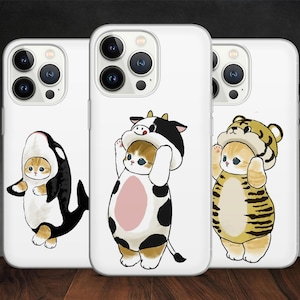Funda de teléfono con diseño de gato maullido, linda mascota, gatito, caricatura divertida, para iPhone 14, 13 Pro Max, 12, 11, X, XS, 8, compatible con Samsung S20, S21 Ultra Fe, Huawei
