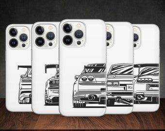 Japanese Old-School Drift Cars JDM phone case for iPhone 14 13 Pro Max 12 11 X XS 8 7, fits Samsung S20 FE, S21 Ultra, A12, Huawei P30 Pro