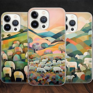 Pablo Picasso Sheep Green Field Sun Cubism Art phone case for iPhone 14 13 Pro Max 12 11 X XS 8, fits Samsung S20, S21 Ultra, A12, Pixel 7A