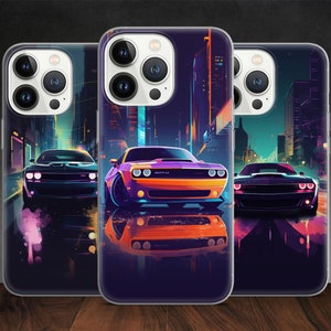 Challenger Hellcat Demon SRT Wave Muscle Car Street Art phone case for iPhone 14 13 Pro Max 12 11 X XS Xr 8 7 6, fits Samsung S20, S21 Ultra
