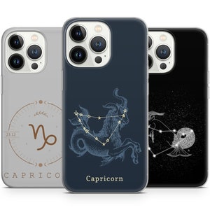 山羊座の星座占星術の星の携帯電話ケース、iPhone 15 14 13 Pro Max 12 11 X XS 8用、Samsung S20 FE、S21 Ultra、A12、Huawei、Pixelに適合