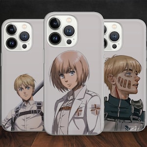May include: Three clear phone cases with different anime characters printed on them. The cases are designed for an iPhone and feature a camera cutout and a white background.