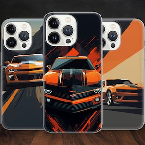 Camaro SS American Luxury Muscle Car Sports Car phone case for iPhone 14 13 Pro Max 12 11 X XS 8, fits Samsung S20 Fe, S21 Ultra, Huawei P30