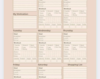 Weekly Workout Planner Template