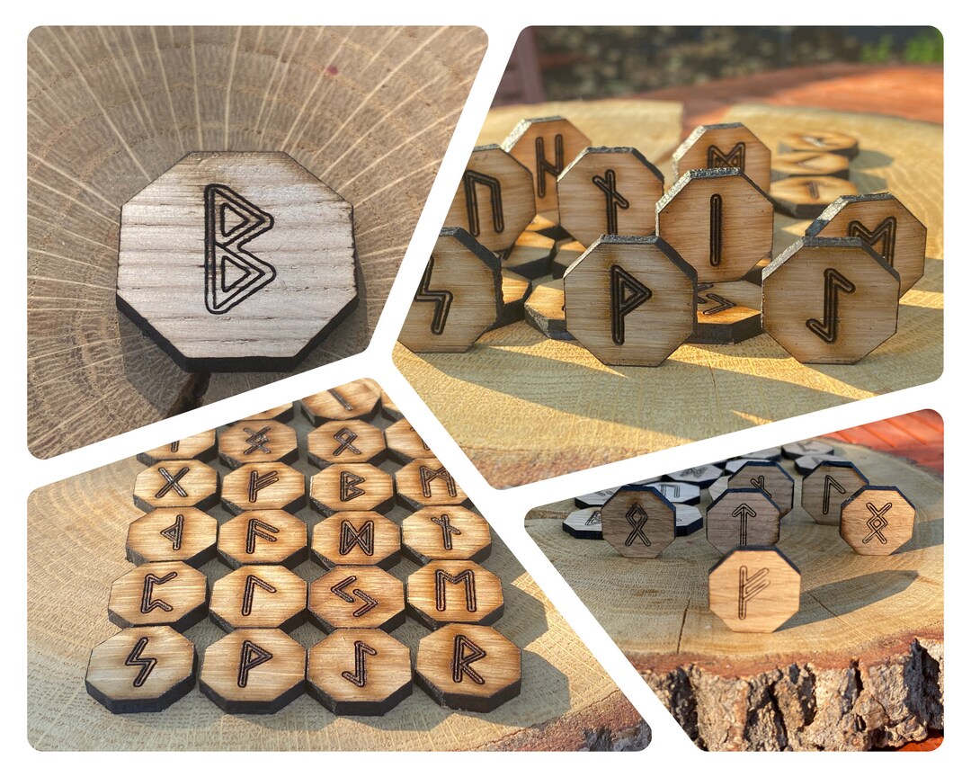 Octagonal Oak Runes Futhark: Ancient Nordic Wisdom Carved Into - Etsy