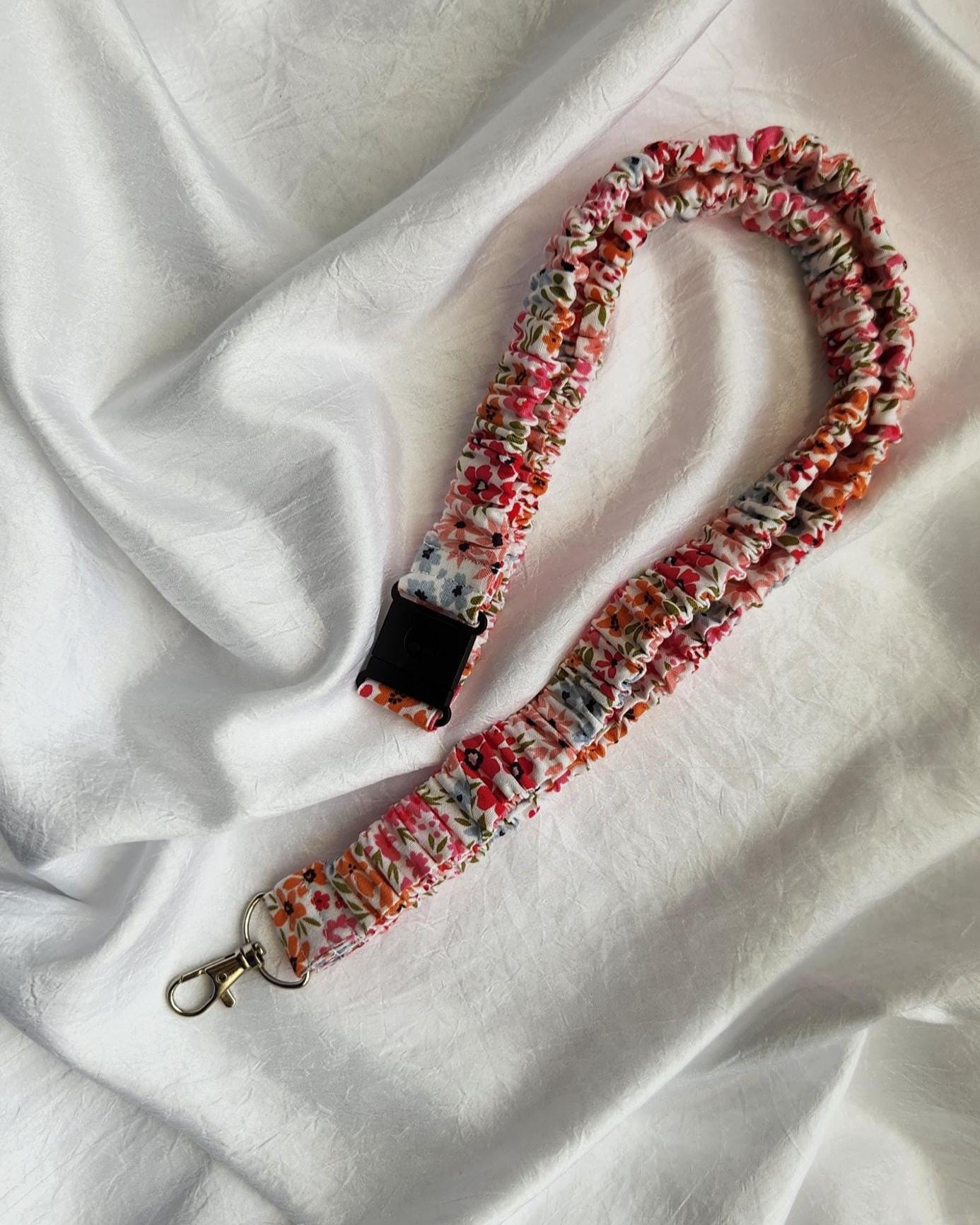 Cotton Scrunchie Lanyard: Breakaway Teacher Badge Holder