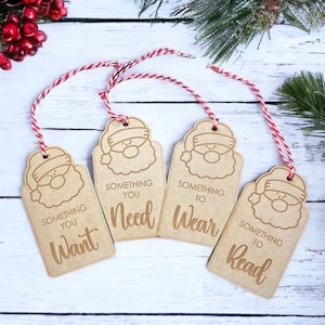 Traditional Christmas Wooden Gift Tags - Set of 4