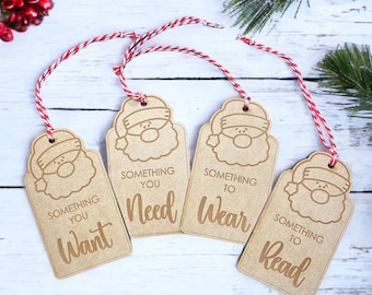 Etichette regalo tradizionali in legno per Natale - Set da 4
