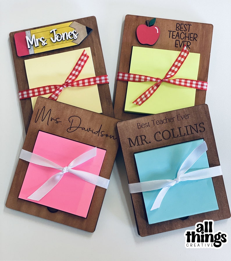 Personalized Sticky Note Pad Holder: Teacher Appreciation Gift - Etsy