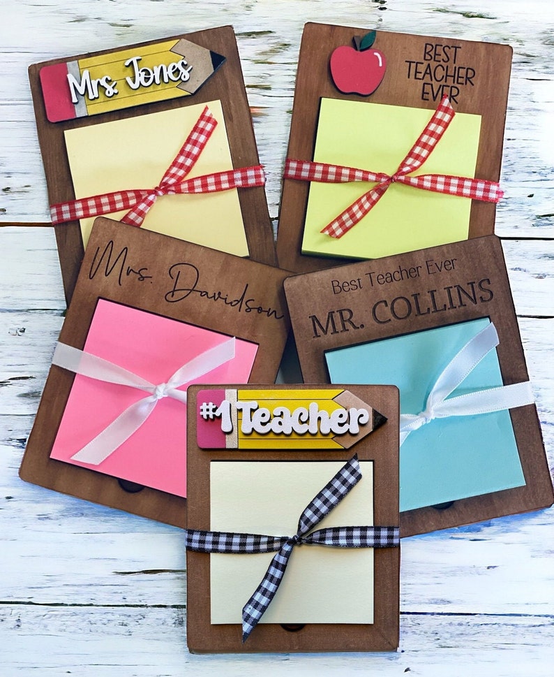 Personalized Sticky Note Pad Holder: Teacher Appreciation Gift - Etsy