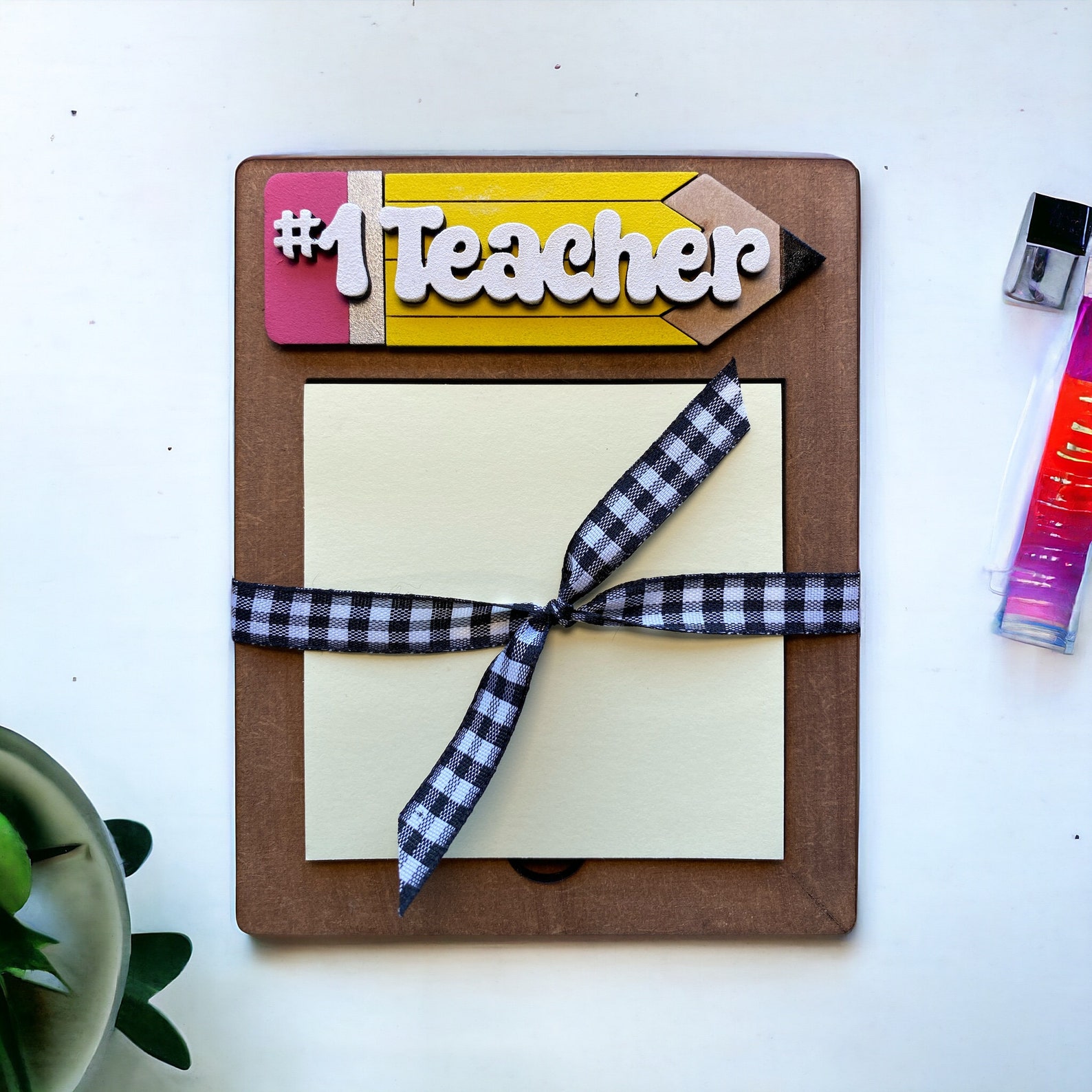 Personalized Sticky Note Pad Holder: Teacher Appreciation Gift - Etsy