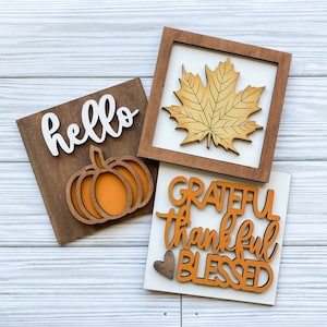 Fall and Autumn Interchangeable Tile Inserts for Leaning Ladder and Home Decor