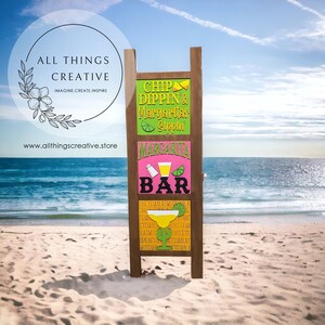 Margarita Sippin&#39; Bar Sign Interchangeable Leaning Ladder -  with 3 Tile Inserts