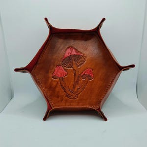 Leather Mushroom Dice Tray