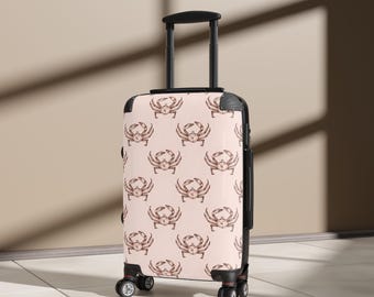 Crab Suitcase | Pink Coastal Travel Luggage | Nautical Collection