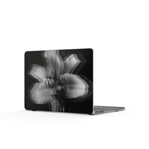 Black and White Lily Case compatible with MacBook Case | Monochrome Sanctuary Collection Floral Laptop Cover