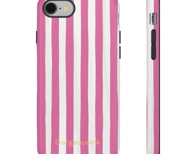 Pink Vertical Stripes Phone Case | Tough Protective Phone Case