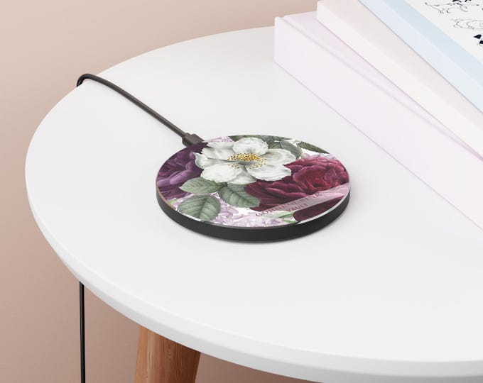 Vintage Rose Floral Wireless Charger | Botanical Phone Charger