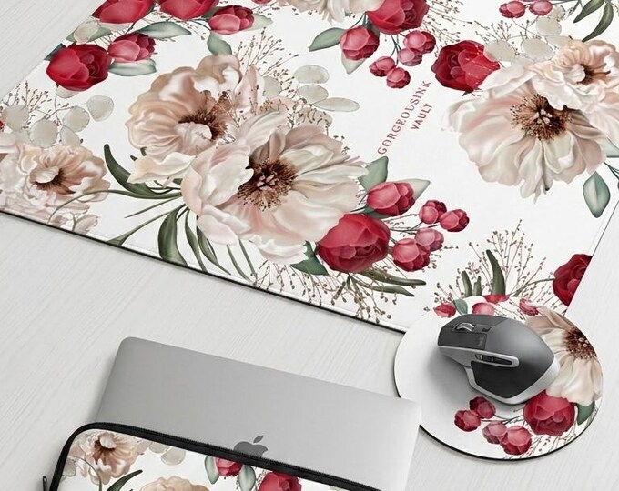 Midnight Bloom Collection - Desk and mouse pad + laptop sleeve