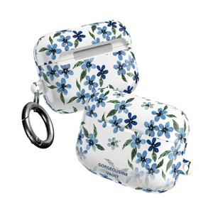 Blue Floral Pattern Case compatible with AirPod Case | Watercolor Forget-Me-Not Design