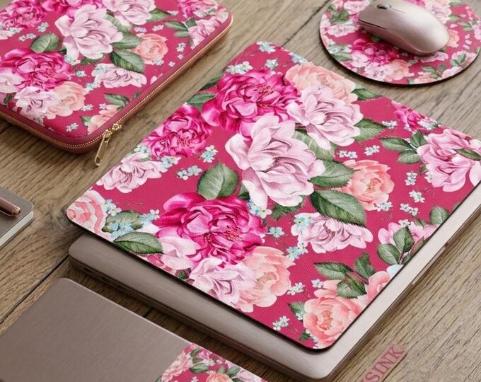 Ivory Bloom Collection - Desk and mouse pads + laptop sleeve