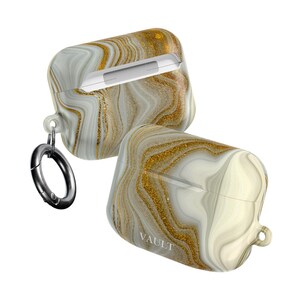 Gold Agate Monogram Case compatible with AirPod Case | Marble Geode Pattern
