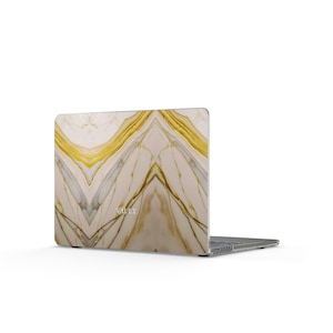 Gold Marble Vault Case compatible with MacBook Case | Monogram Laptop Cover