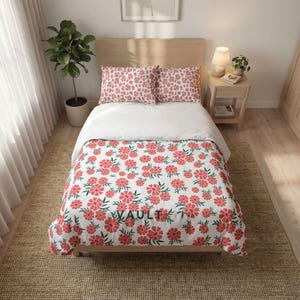 Burgundy Floral Pattern Quilt Cover Set