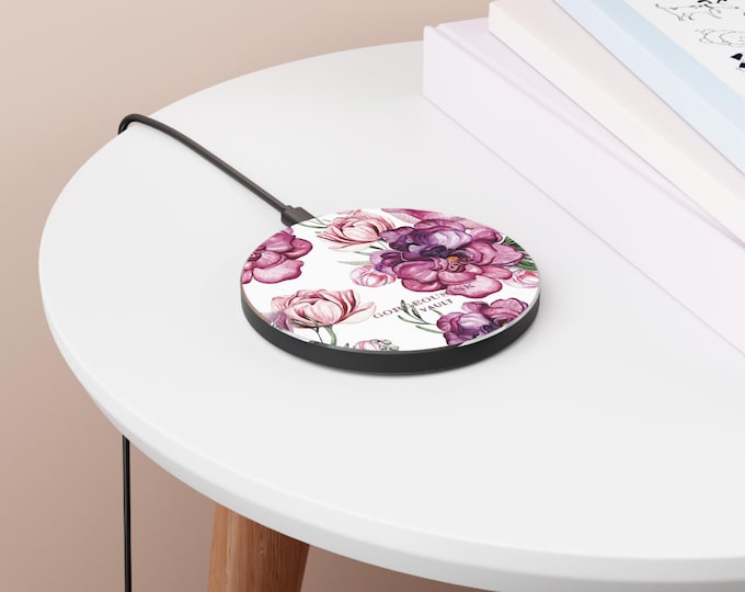 Pink Peony Floral Wireless Charger | Floral Phone Charger