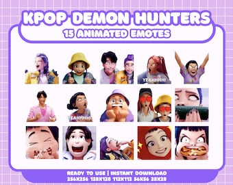 15 KPop Demon Hunters Animated Emotes Bundle for Discord, Kick, Youtube | Stream Assets | VTuber | Emojis Set for Streamers | GIF