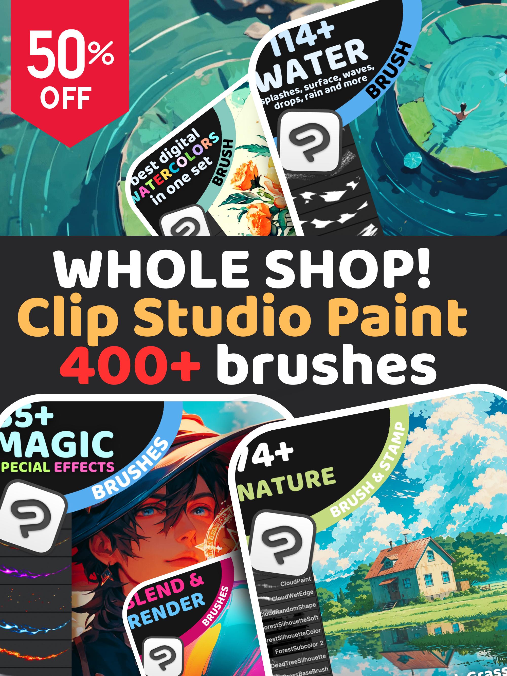 400+ Clip Studio Paint Brushes Mega Bundle | All Shop Sets | 50% off ...