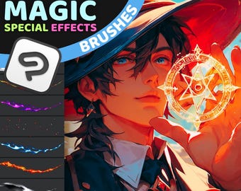 Clip Studio Paint Magic Effects Brushes | Fantasy Fire, Fairy Glow, Sparkle & Light FX, Frost, Lightning etc | Digital Painting Brushes