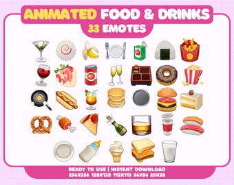 Animated Food & Drink Emotes Pack | Classic GIF for Discord Twitch YouTube