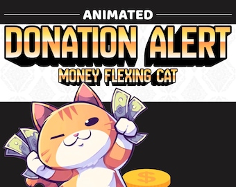 Animated Donation Stream Alert – Money Flexing Cat – Twitch & YouTube Overlay