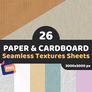 Seamless Paper & Cardboard Textures | 26 High-Quality Digital Backgrounds for Scrapbooking, Printing, Craft, and Design Projects | PNG