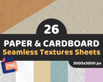 Seamless Paper & Cardboard Textures: Digital Scrapbook Backgrounds (PNG Downloadable Files)