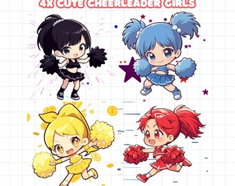 Animated Stream Alerts Pack — Cute Cheerleader Girls GIFs — Twitch, OBS, YouTube, Discord, PNGTuber
