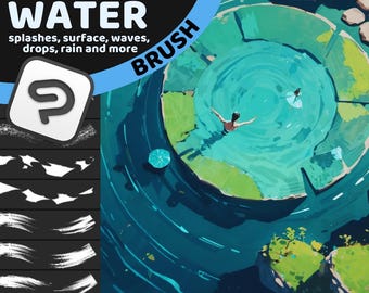 Clip Studio Paint Water Brushes Pack | 114 Professional Artist Brushes for Painting Water, Waves, Foam, Rain, Splashes & Liquid Effects