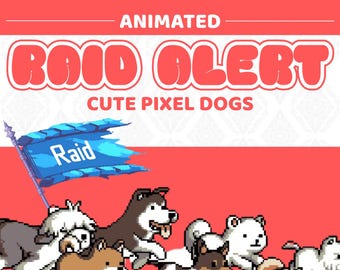 Animated Raid Stream Alert – Cute Pixel Dogs – Twitch & YouTube Overlay