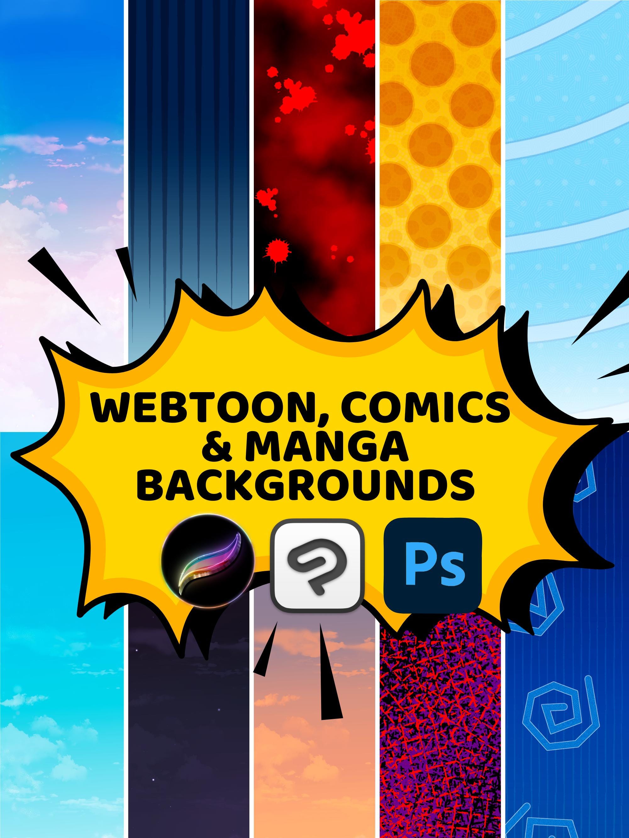 Webtoon Manga Backgrounds: Sky, Romance, Creepy Scenes (PNG Digital ...
