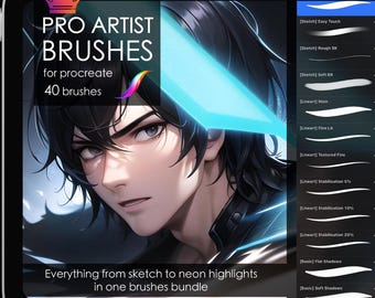 Procreate Artist Paint Brushes | PRO Brushes for Sketch, Outline, Ink, Shade, Hair, Neon, Highlights | Everyday Use | Digital Painting