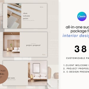 All-In-One Interior Design Template Package | Project Proposal, Welcome Packet, Design Presentation | Canva Compatible