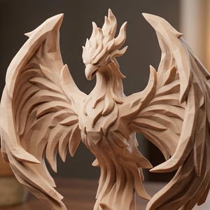 Phoenix Statue STL, Desk Decor Sculpture, 3D Print File, Mythical Bird Statue, Fantasy Figurine