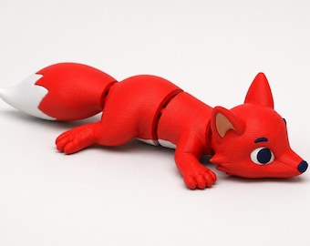 Articulated Fox STL File, AMS Multicolor 3D Print, Flexi Fox Fidget Toy, Print in Place Digital Download, No Supports Needed