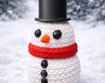 Crochet Snowman 3D Model, Knitted Snowman Figurine, Christmas 3D Print No AMS