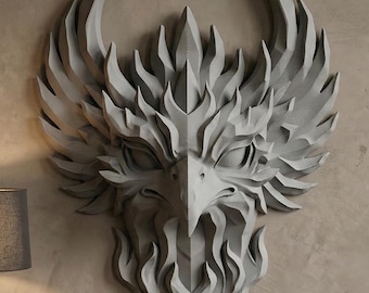 Phoenix Wall Relief STL, Mythical Phoenix Wall Art 3D Print File, Phoenix Wall Decor STL